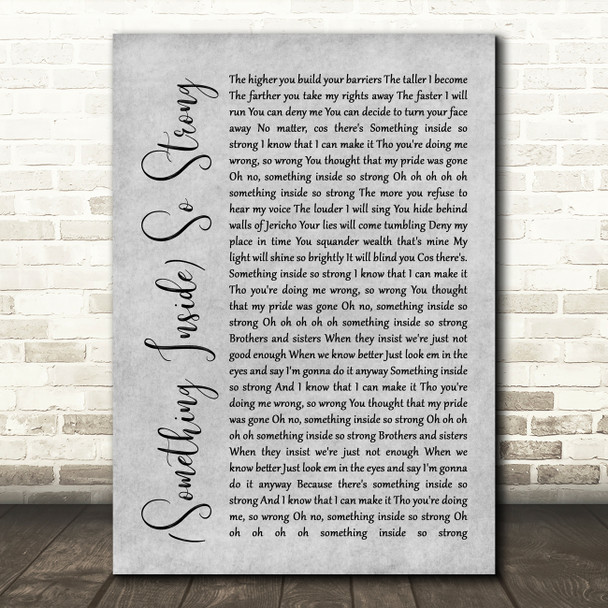 Labi Siffre (Something Inside) So Strong Rustic Script Grey Song Lyric Print