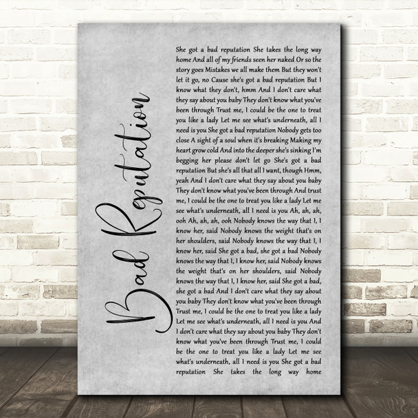Shawn Mendes Bad Reputation Rustic Script Grey Song Lyric Print