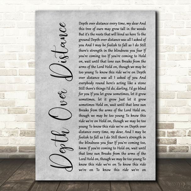 Ben Howard Depth Over Distance Rustic Script Grey Song Lyric Print