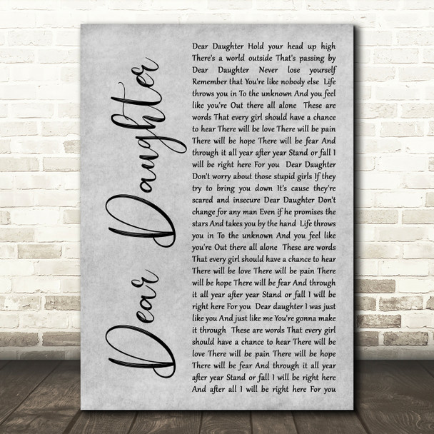 Halestorm Dear Daughter Rustic Script Grey Song Lyric Quote Print