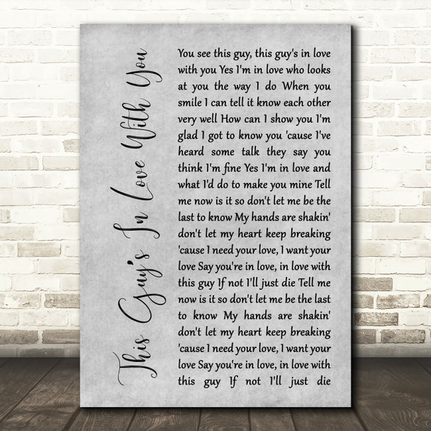 Herb Albert This Guys In Love With You Rustic Script Grey Song Lyric Print