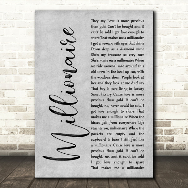 Chris Stapleton Millionaire Grey Rustic Script Song Lyric Print