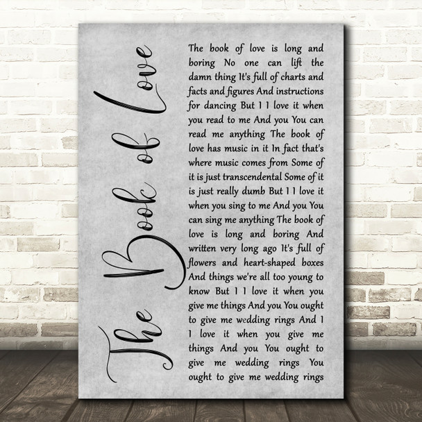 Peter Gabriel The Book of Love Grey Rustic Script Song Lyric Music Art Print