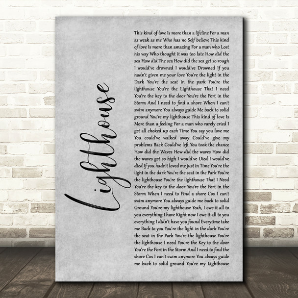 Westlife Lighthouse Grey Rustic Script Song Lyric Music Art Print