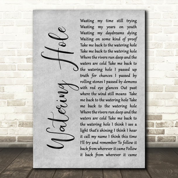 Jason Eady Watering Hole Grey Rustic Script Song Lyric Music Art Print