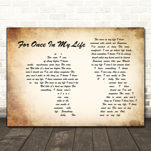 Stevie Wonder For Once In My Life Man Lady Couple Song Lyric Wall Art Print