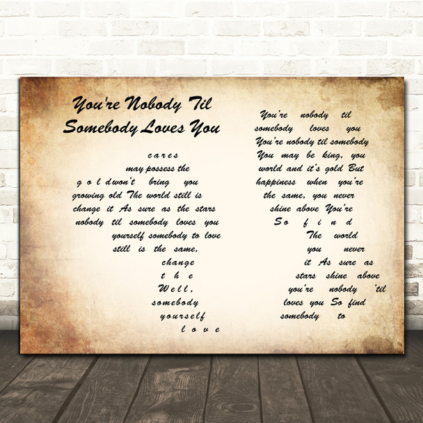 Dean Martin You're Nobody 'Til Somebody Loves You Man Lady Couple Song Lyric Wall Art Print