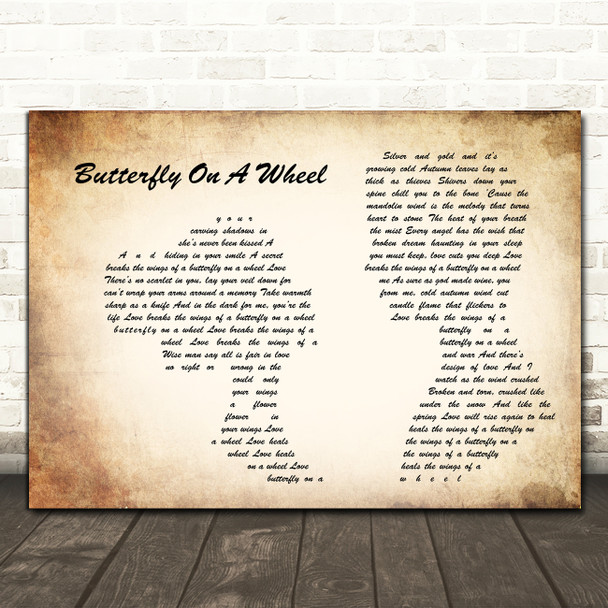 The Mission Butterfly On A Wheel Man Lady Couple Song Lyric Quote Music Print