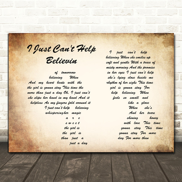 Elvis Presley I Just Can't Help Believin Man Lady Couple Song Lyric Print