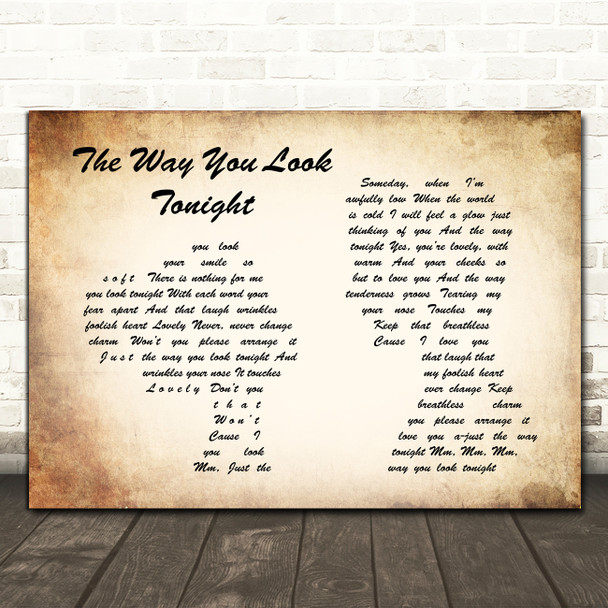 Frank Sinatra The Way You Look Tonight Man Lady Couple Song Lyric Print