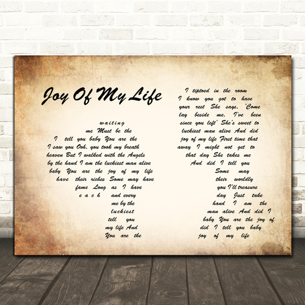 John Fogerty Joy Of My Life Man Lady Couple Song Lyric Print