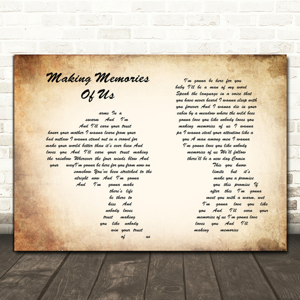 Keith Urban Making Memories Of Us Man Lady Couple Song Lyric Print