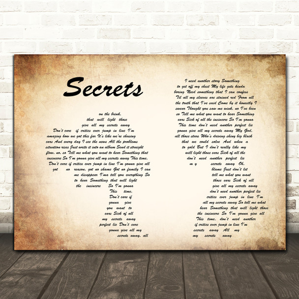 OneRepublic Secrets Man Lady Couple Song Lyric Print