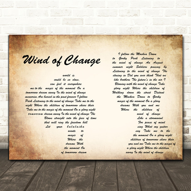 Scorpions Wind of Change Man Lady Couple Song Lyric Print