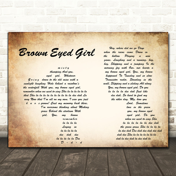 Van Morrison Brown Eyed Girl Man Lady Couple Song Lyric Print