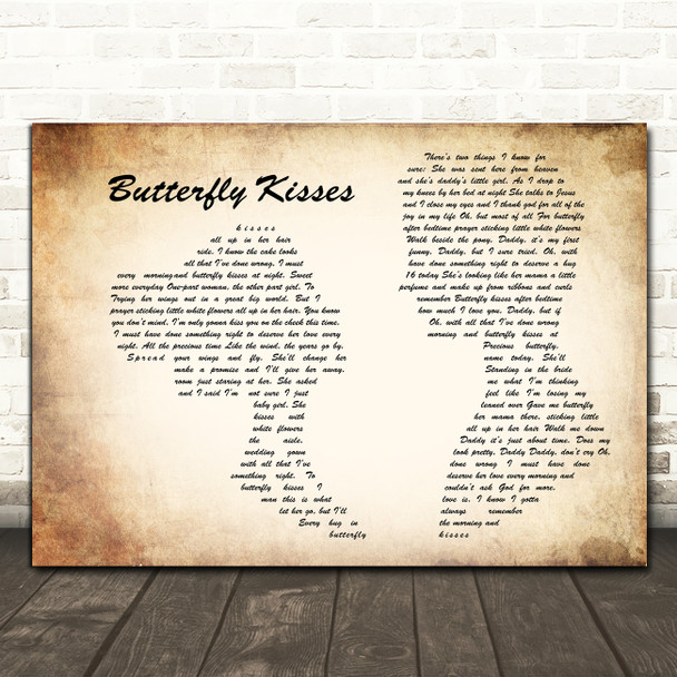 Bob Carlisle Butterfly Kisses Man Lady Couple Song Lyric Print