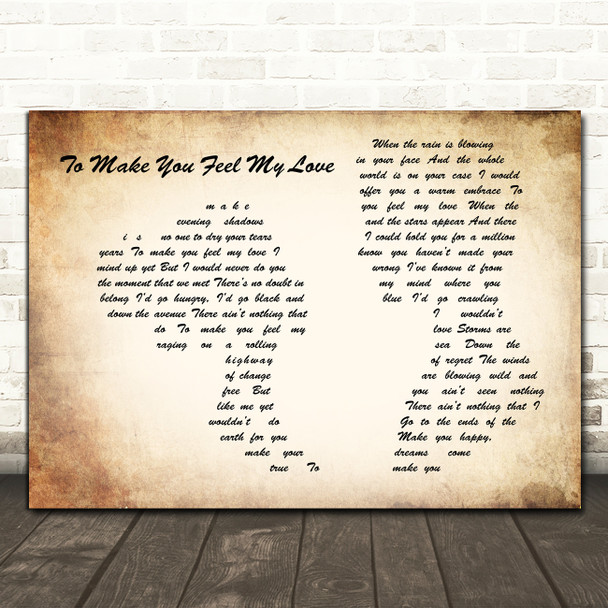 Garth Brooks To Make You Feel My Love Man Lady Couple Song Lyric Print