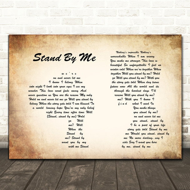 Shayne Ward Stand By Me Man Lady Couple Song Lyric Quote Print