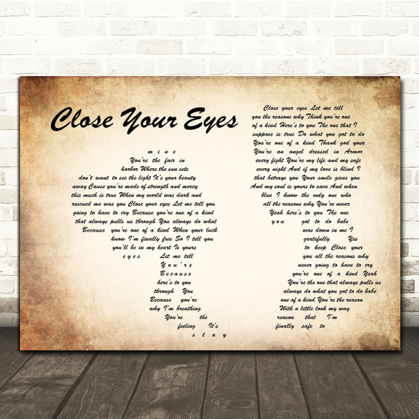Michael Bublé Close Your Eyes Man Lady Couple Song Lyric Print