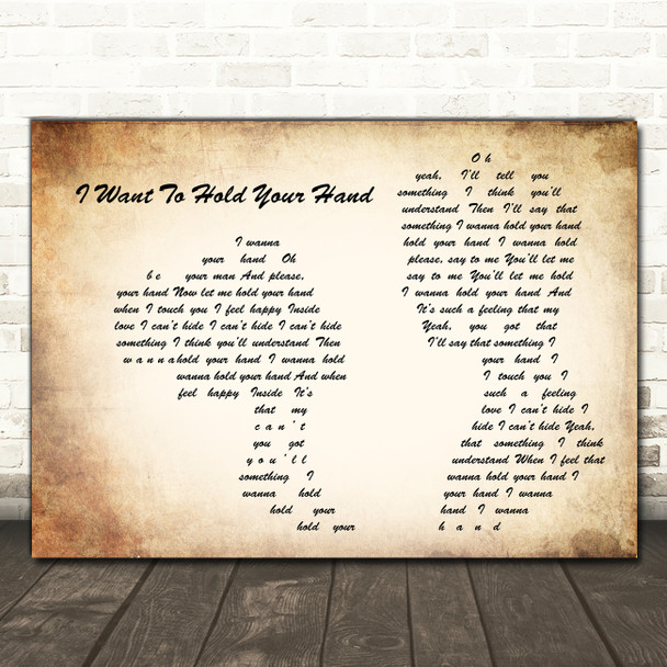 The Beatles I Want To Hold Your Hand Man Lady Couple Song Lyric Print