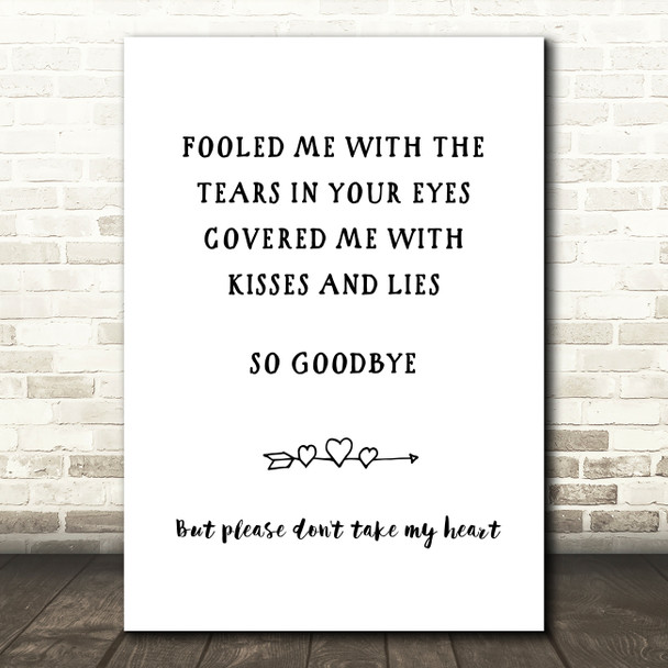 George Michael Kissing A Fool Song Lyric Quote Print