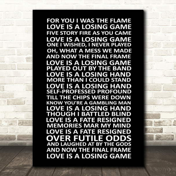 Amy Winehouse Love Is A Losing Game Black White Song Lyric Quote Print