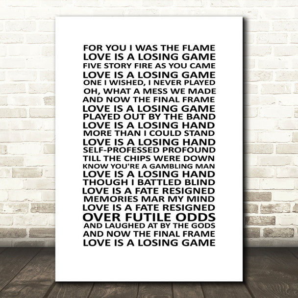 Amy Winehouse Love Is A Losing Game Song Lyric Quote Print