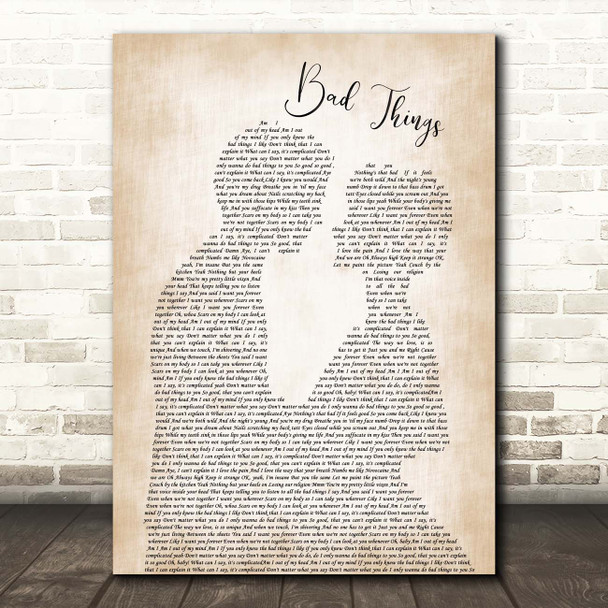 Machine Gun Kelly & Camila Cabello Bad Things Man Lady Bride Groom Wedding Song Lyric Print