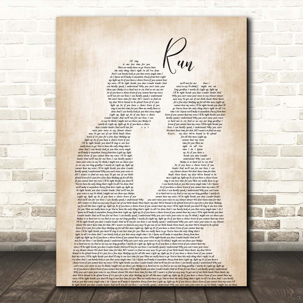 Snow Patrol Run Man Lady Bride Groom Wedding Song Lyric Print