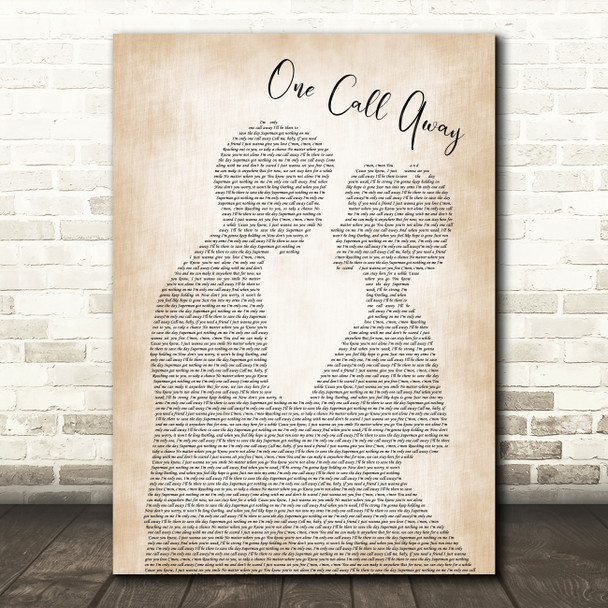 Charlie Puth One Call Away Man Lady Bride Groom Wedding Song Lyric Wall Art Print