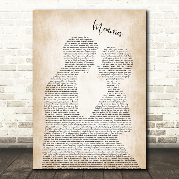 Maroon 5 Memories Man Lady Bride Groom Wedding Song Lyric Wall Art Print