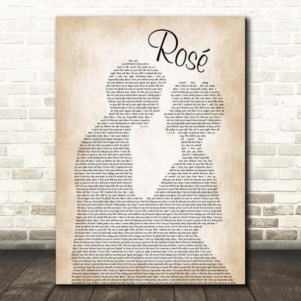The Feeling Rosé Man Lady Bride Groom Wedding Song Lyric Wall Art Print