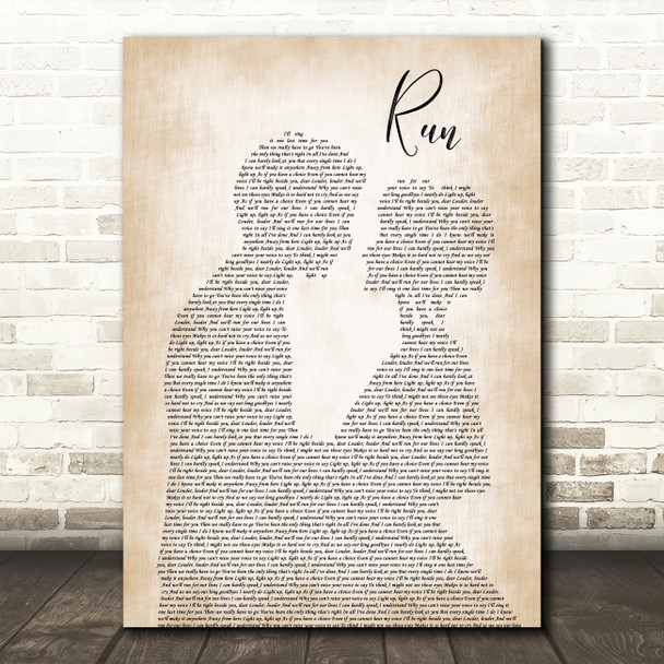 Leona Lewis Run Man Lady Bride Groom Wedding Song Lyric Quote Print