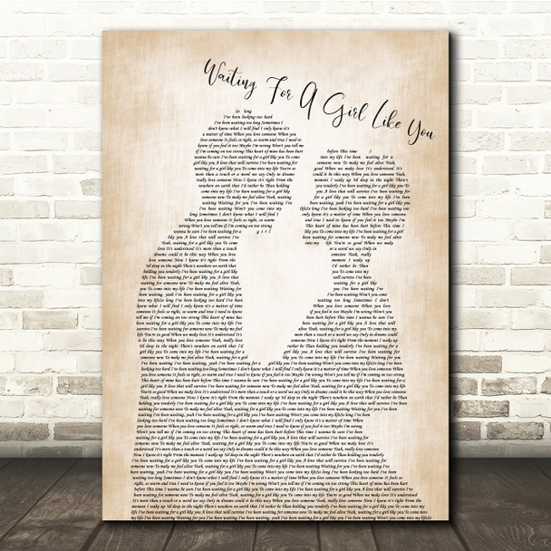 Foreigner Waiting For A Girl Like You Man Lady Bride Groom Song Lyric Print