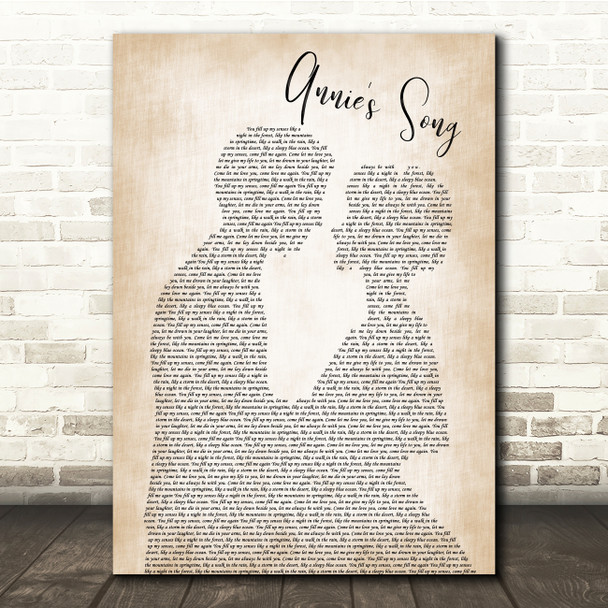John Denver Annie's Song Man Lady Bride Groom Wedding Song Lyric Quote Print
