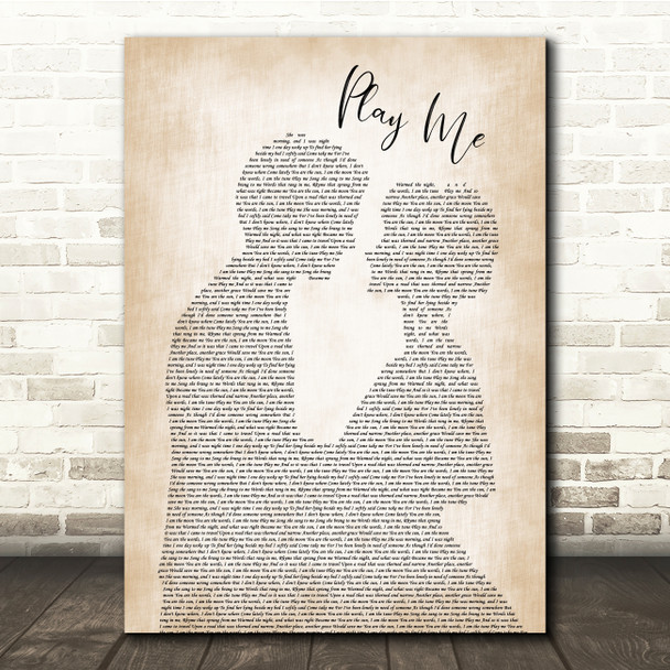 Neil Diamond Play Me Man Lady Bride Groom Wedding Song Lyric Quote Print