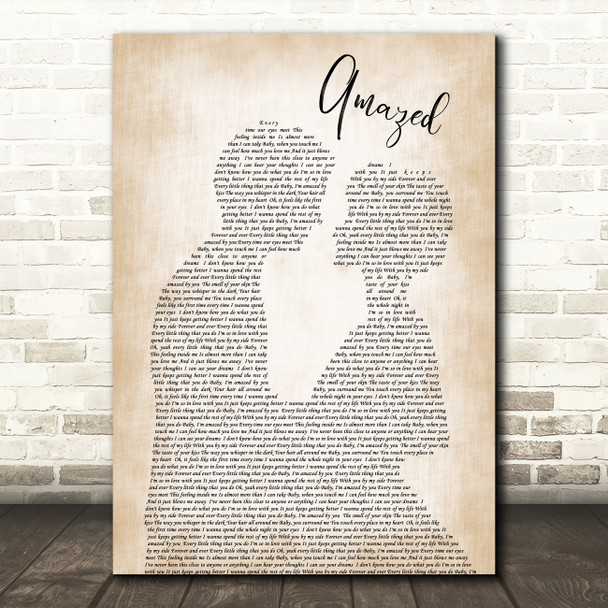 Lonestar Amazed Song Lyric Man Lady Bride Groom Wedding Print