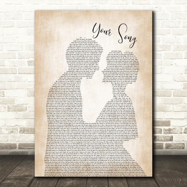 Elton John Your Song Man Lady Bride Groom Wedding Song Lyric Print