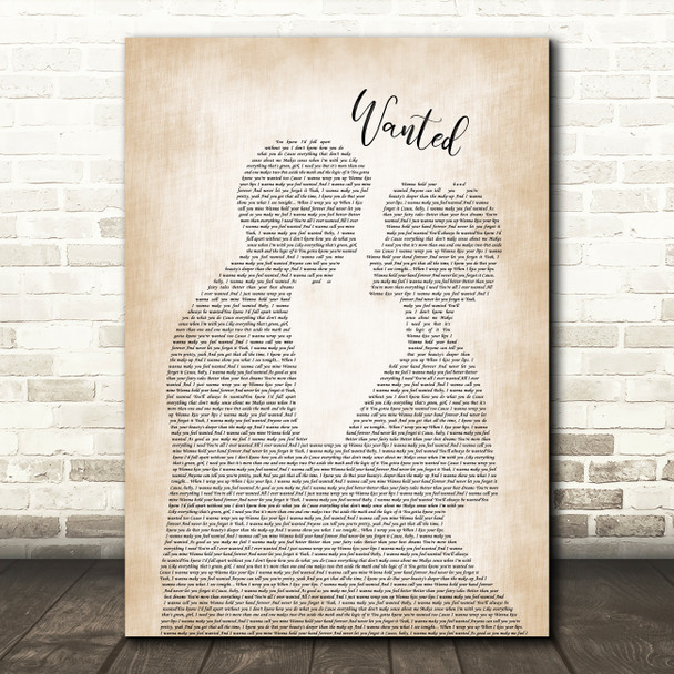 Hunter Hayes Wanted Man Lady Bride Groom Wedding Song Lyric Print