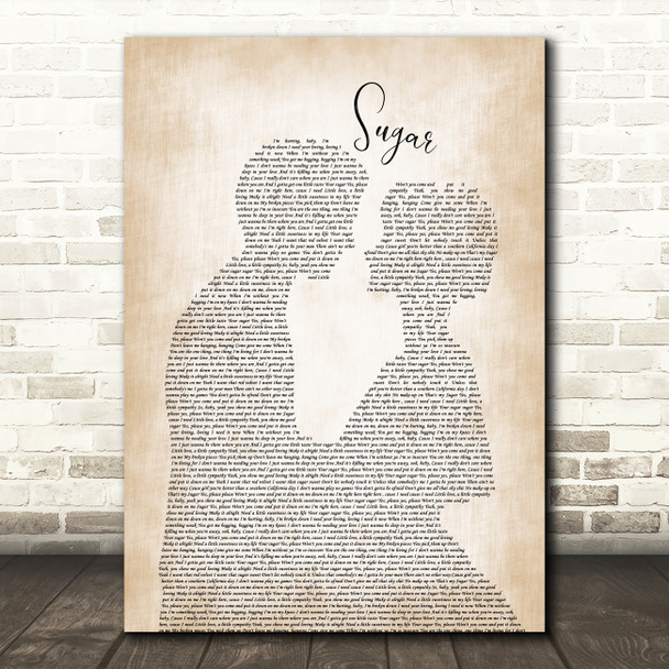 Maroon 5 Sugar Man Lady Bride Groom Wedding Song Lyric Print