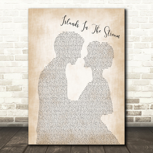 Kenny Rogers & Dolly Parton Islands In The Stream Man Lady Bride Lyric Print