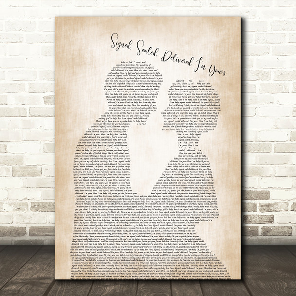 Stevie Wonder Signed, Sealed, Delivered I'm Yours Man Lady Bride Lyric Print