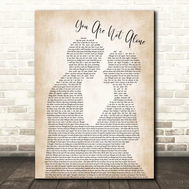 Michael Jackson You Are Not Alone Song Lyric Man Lady Bride Groom Wedding Print