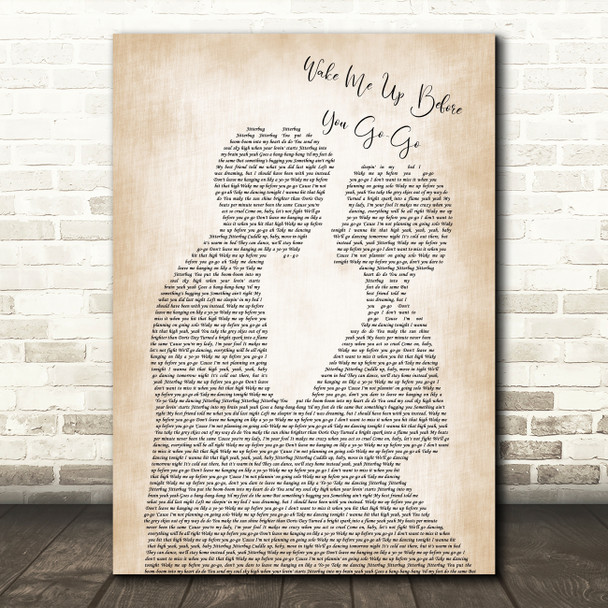 Wham Wake Me Up Before You Go-Go Song Lyric Man Lady Bride Groom Wedding Print