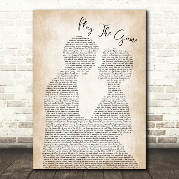 Queen Play The Game Man Lady Bride Groom Wedding Song Lyric Quote Music Print