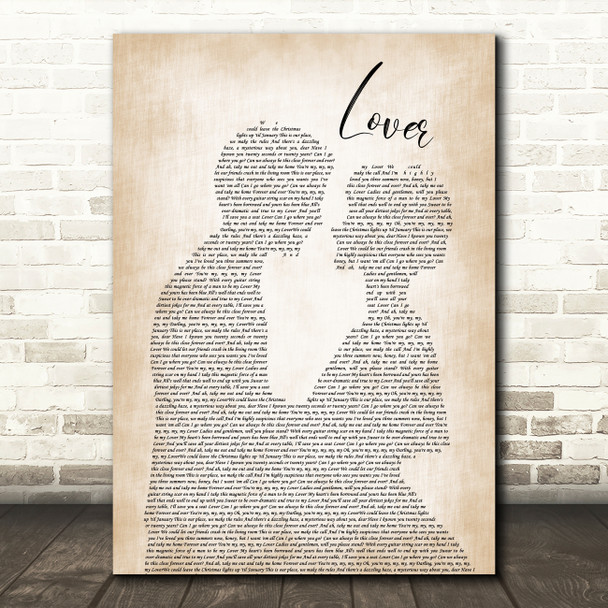 Taylor Swift Lover Man Lady Bride Groom Wedding Song Lyric Quote Music Print