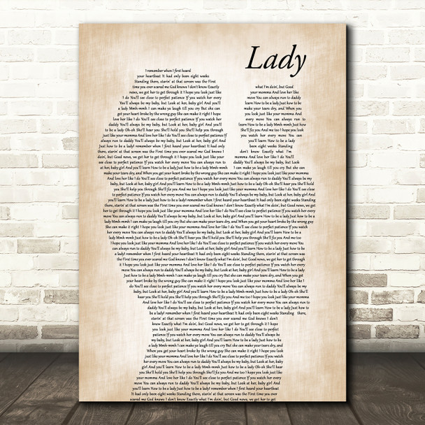 Brett Young Lady Mother & Baby Song Lyric Music Art Print