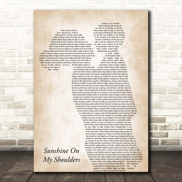 John Denver Sunshine On My Shoulders Mother & Child Song Lyric Print
