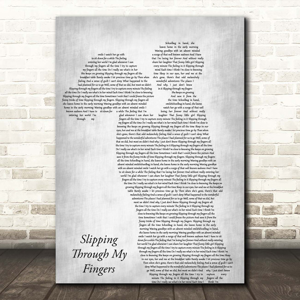 ABBA Slipping Through My Fingers Mother & Child Grey Song Lyric Print