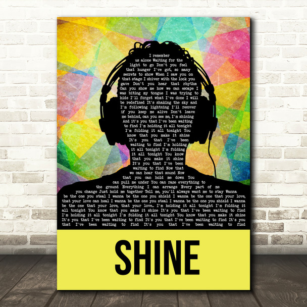 Years & Years Shine Multicolour Man Headphones Song Lyric Wall Art Print
